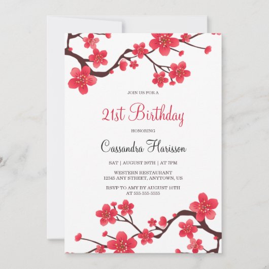フローラレッドさくらんぼブロッサム桜21歳 招待状 (正面)