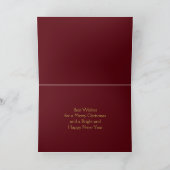 フローラレッドはっきりしたグリーン金ゴールドメリークリスマスカード シーズンカード (内部)