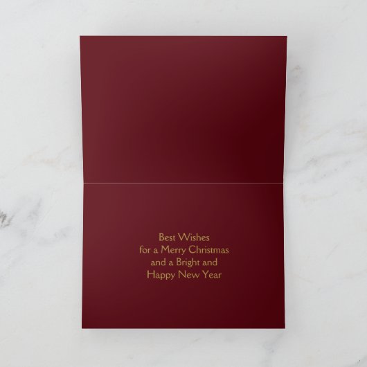 フローラレッドはっきりしたグリーン金ゴールドメリークリスマスカード シーズンカード (内部)