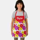 フローラレッドイエローガールズオールオーバープリントエプロン エプロン (インサイチュ)
