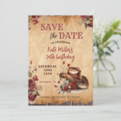 フローラレッドウェスタン女性のカーボーイハット誕生日 セーブザデート (スタンド正面)