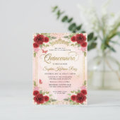 フローラレッドエレガントピンク金ゴールドティアラキンセアニラ ポストカード (スタンド正面)