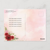 フローラレッドエレガントピンク金ゴールドティアラキンセアニラ ポストカード (裏面)