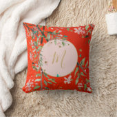 フローラレッドエレガントピンク金ゴールドChinoiserie クッション (ブランケット)