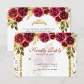 フローラレッドエレガント金ゴールドアーチキンセニェラ 出欠カード (正面/裏面)