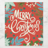 フローラレッドクラシッククリスマス ワインラベル (シングルラベル)