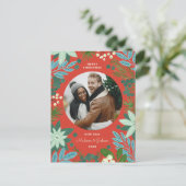 フローラレッドクリスマスホリデーカード シーズンポストカード (スタンド正面)