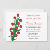 フローラレッドチューリップズウェディングフラワーズボタニカル春 招待状 (正面)