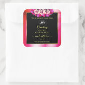 フローラレッドピンク大理石ブラックプロダクトラベルロゴ スクエアシール (バッグ)