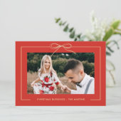 フローラレッドフェスティバルボウフレーム写真クリスマス シーズンカード (スタンド正面)