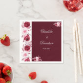 フローラレッドブルゴーニュ赤面ピンクウォーター結婚カラー スタンダードカクテルナプキン (インサイチュ)