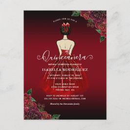 フローラレッドプリンセス金ゴールド誕生日キンセアニラ ポストカード