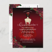 フローラレッドプリンセス金ゴールド誕生日キンセアニラ ポストカード (正面/裏面)