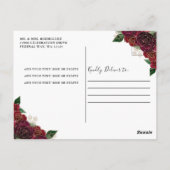 フローラレッドプリンセス金ゴールド誕生日キンセアニラ ポストカード (裏面)