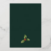 フローラレッドベリークリスマスパーティーバラ金ゴールド 箔招待状 (裏面)