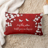 フローラレッドホワイトさくらんぼブロッサム"ハグ私"ことわざ ランバークッション (ブランケット)