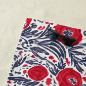 フローラレッドホワイト&ブルーボタニカルポピー ビーチタオル (インサイチュ)