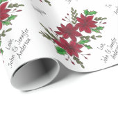 フローラレッドポインセテカスタムィアホリデイToおよびFrom ラッピングペーパー (ロールコーナー)