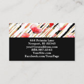 *~*フローラレッドポピーブラックグリッターホイルホワイトシック 名刺 (裏面)