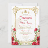 フローラレッドメキシカンガールクラウンスウィート15誕生日 招待状 (正面)
