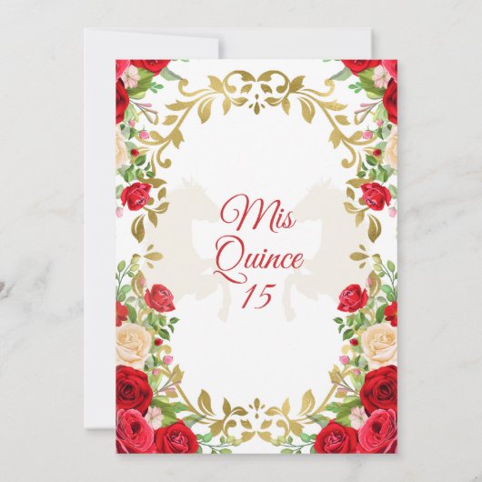 フローラレッドメキシカンガールクラウンスウィート15誕生日 招待状 (裏面)