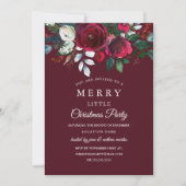 フローラレッドモダンブルゴーニュのクリスマスパーティー 招待状 (正面)
