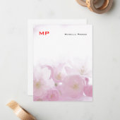 フローラレッドモノグラムプロフェッショナルプレインミニマル ノートカード (正面/裏面インサイチュ)