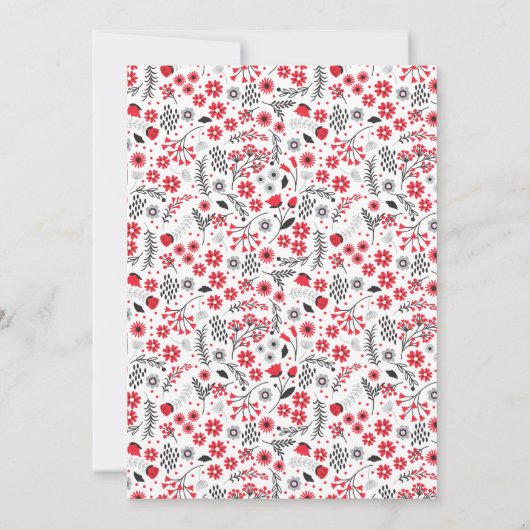 フローラレッドラディバグベイビーシャワー招待状 招待状 (裏面)