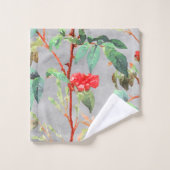 フローラレッドローズウォーターカラーグレー バスタオルセット (ウォッシュタオル)