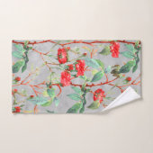 フローラレッドローズウォーターカラーグレー バスタオルセット (ハンドタオル)