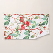 フローラレッドローズウォーターカラーホワイト バスタオルセット (ハンドタオル)