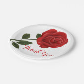 フローラレッドローズフラワーありがとう – 結婚披露宴 ペーパープレート (アングル)