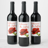 フローラレッドローズフラワーウェディングパーソナライズされたパーティー ワインラベル (ボトル)