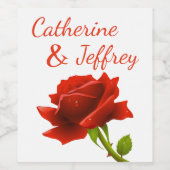 フローラレッドローズフラワーウェディングパーソナライズされたパーティー ワインラベル (シングルラベル)