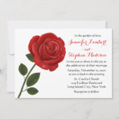フローラレッドローズフラワーウェディングパーティー 招待状 (正面)