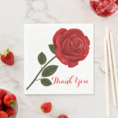 フローラレッドローズフラワーサンキューウェディングパーティー スタンダードランチョンナプキン (インサイチュ)