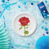 フローラレッドローズフラワーラブ – 結婚披露宴 ペーパープレート (パーティー)