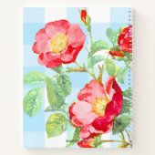 フローラレッドローズブルーバッファロープレイドモノグラムレシピ ノートブック (裏面)