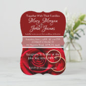 フローラレッドローズリングや輪結婚式招待状 招待状 (スタンド正面)