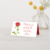 フローラレッドローズ結婚フラワーズサンキューボタニカル プレイスカード (正面)