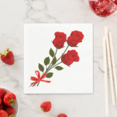 フローラレッドローズ結婚フラワーズブライダルパーティ スタンダードランチョンナプキン (インサイチュ)