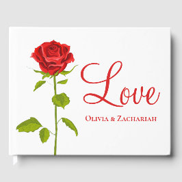 フローラレッドローズ結婚フラワーブライダルシャワー ゲストブック