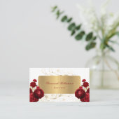 フローラレッドローズ金ゴールドのカスタマイズ 名刺 (スタンド正面)