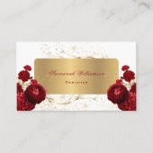 フローラレッドローズ金ゴールドのカスタマイズ 名刺 (正面)