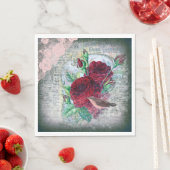 フローラレッドローゼフィンチバードエフエメラデクページ スタンダードランチョンナプキン (インサイチュ)