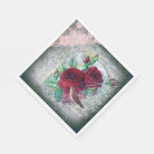 フローラレッドローゼフィンチバードエフエメラデクページ スタンダードランチョンナプキン (角)