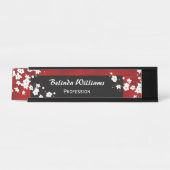 フローラレッド白黒さくらんぼブロッサム デスクネームプレート (正面)