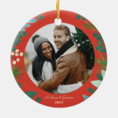 フローラレッド私たちの初めてのクリスマス セラミックオーナメント (裏面)