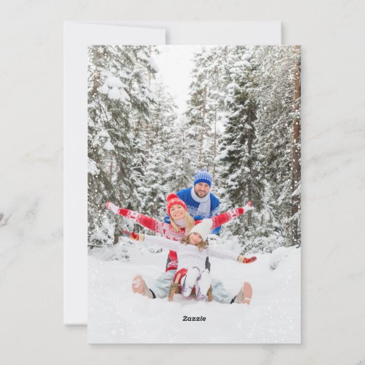 フローラレッド素朴ブルフィンチバードスノークリスマス シーズンカード (裏面)