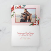 フローラレッド赤面ピンククリスマスホリデーフォトカード シーズンカード (内部)